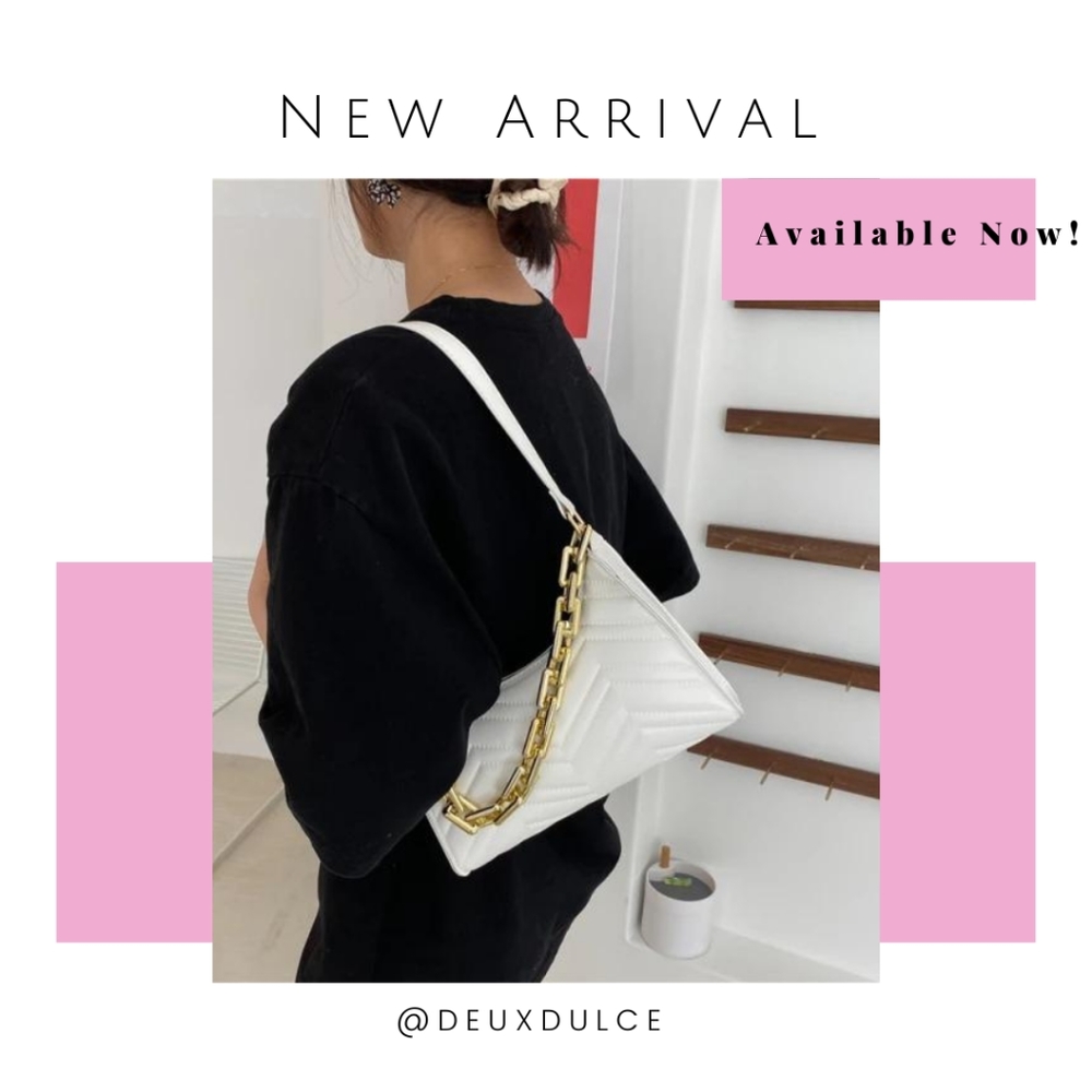 White Wave Print Handbag
